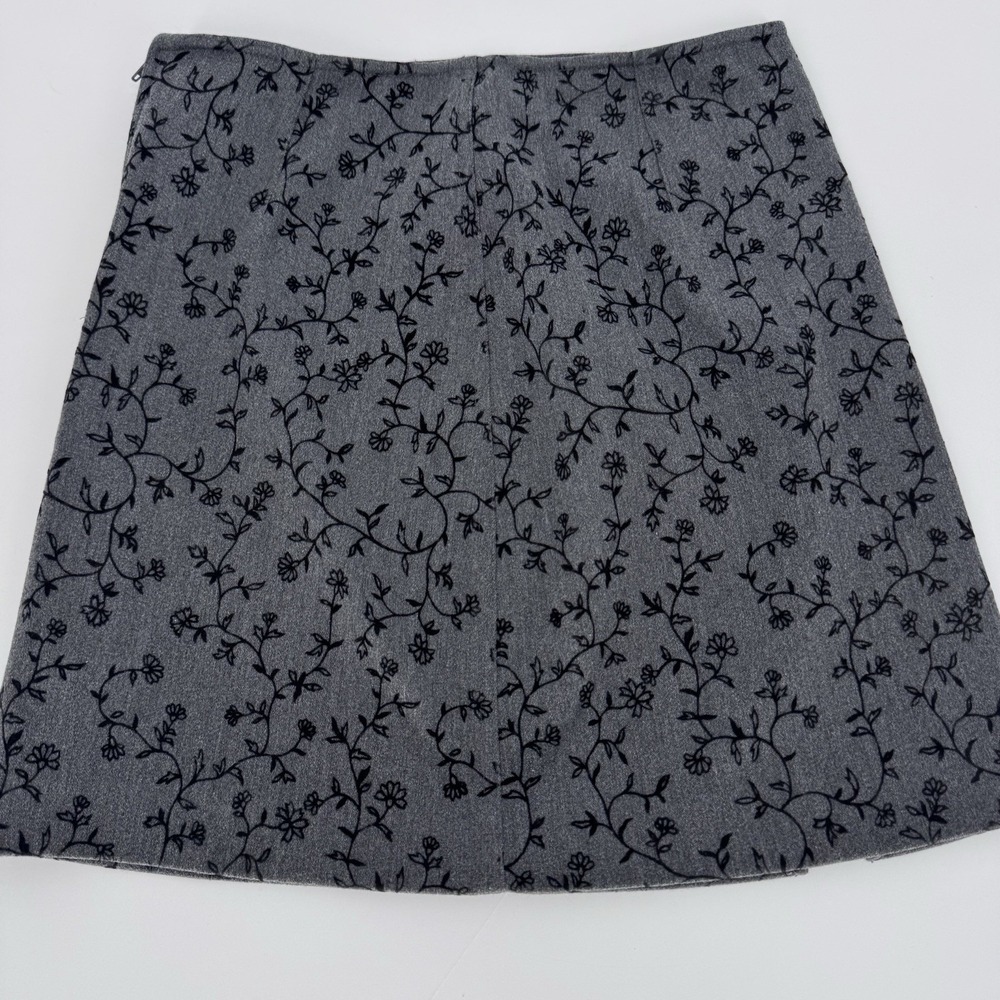 Dark Academia Gray Skirt Black Floral Gothic Grunge Mini Express Vintage 1/2